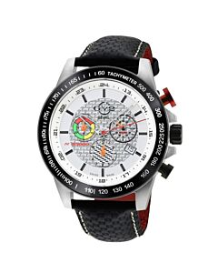 Men's Scuderia Chronograph Leather White Dial Watch