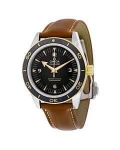 Men's Seamaster 300 Leather Black Dial Watch