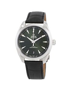 Men's Seamaster Leather Green Dial Watch