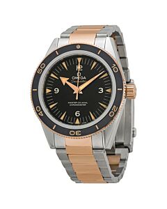 Men's Seamaster Stainless Steel and 18kt Rose Gold Black Dial