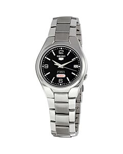 Men's Seiko 5 Stainless Steel Black Dial Watch