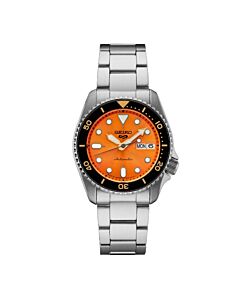 Men's Seiko 5 Stainless Steel Orange Dial Watch