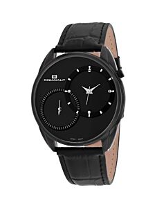 Men's Sentinel Leather Black Dial Watch