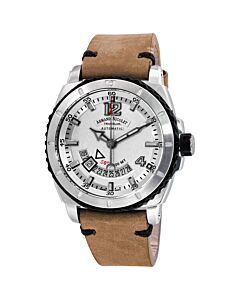 Men's SH5 Leather Silver Dial Watch