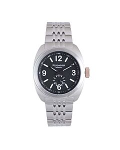 Men's Siegen Stainless Steel Black Dial Watch