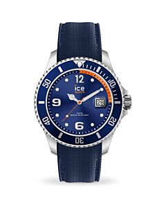 Mens-ICE-steel---Navy-orange---Extra-large---3H-Silicone-Blue-Dial-Watch