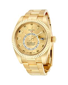 Men's Sky Dweller 18kt Yellow Gold Rolex Oyster Champagne Dial Watch