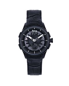 Men's Solstice Genuine Leather Black Dial Watch