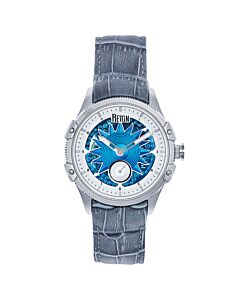 Men's Solstice Genuine Leather Blue Dial Watch