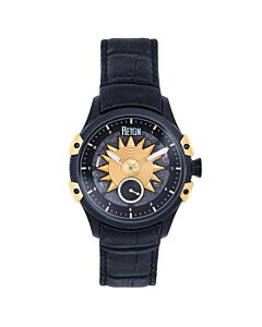 Men's Solstice Genuine Leather Gold-tone Dial Watch
