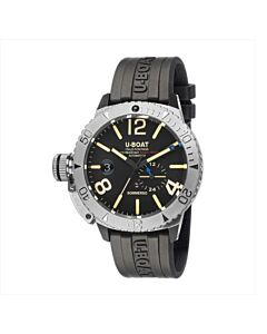 Men's Sommerso Leather/Rubber Black Dial Watch