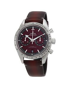 Men's Speedmaster Chronograph Leather Red Dial Watch