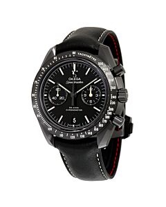 Men's Speedmaster Moonwatch Chronograph Leather Black Dial