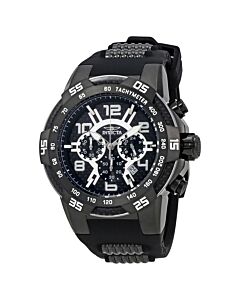 Men's Speedway Chronograph Black Silicone and Black Ion-plated Stainless Stee Black Dial