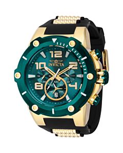 Men's Speedway Chronograph Silicone and Stainless Steel Green Dial Watch