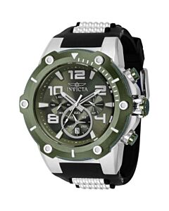 Men's Speedway Chronograph Silicone and Stainless Steel Green Dial Watch