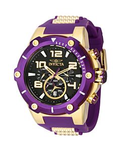 Men's Speedway Chronograph Silicone and Stainless Steel Purple Dial Watch