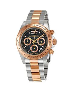 Men's Speedway Chronograph Two-Tone 18k Gold Plated Stainless Steel Black Dial