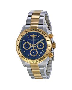Men's Speedway Chronograph Stainless Steel Blue Textured Dial Watch