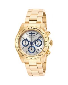 Men's Speedway Chronograph 18K Gold Plated Steel Silver-Tone Dial