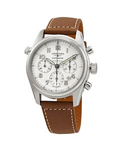 Mens-Spirit-Chronograph-Calfskin-Leather-Silver-Dial-Watch