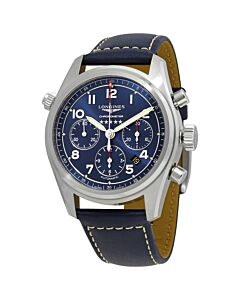 Men's Spirit Chronograph Leather Sunray Blue Dial Watch