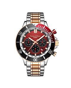 Men's Sports Counter Stainless Steel Red Dial Watch