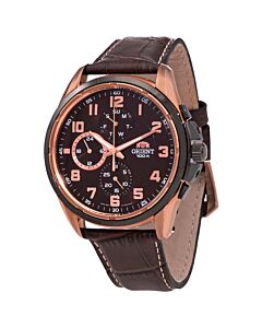 Men's Sports Leather Brown Dial Watch