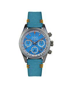 Men's Sporty Cronografo Chronograph Vegan Leather Blue Dial Watch