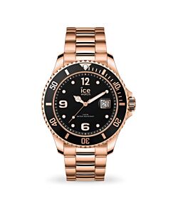 Mens-ICE-steel---Rose-gold---Large---3H-Stainless-Steel-Black-Dial-Watch