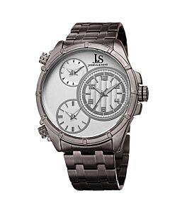 Men's Stainless Steel Silver (Triple Time Zone) Dial Watch