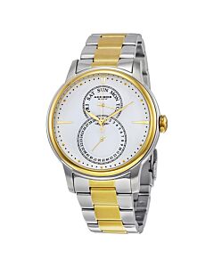 Men's Two-tone (Silver and Gold-tone) Stainless Steel White Matte Dial