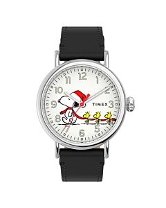Men's Standard X Peanuts Leather White Dial Watch