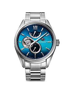 Men's Star Stainless Steel Blue Mother of Pearl Dial Watch