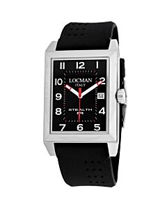 Men's Stealth R Leather Black Dial Watch