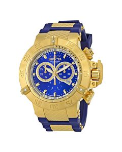 Men's Subaqua Chronograph Rubber with Yellow Gold-plated Accents Blue Dial Watch