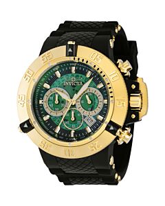 Men's Subaqua Chronograph Silicone with Black Plastic Center Gold and Green Dial Watch