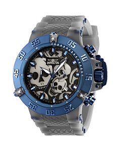 Men's Subaqua Chronograph Silicone with Dark Blue-plated Pins Black (Skull) Dial Watch