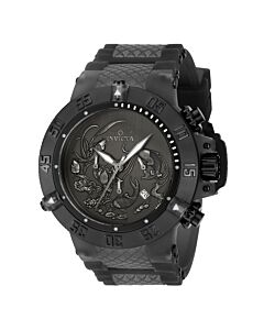 Men's Subaqua Chronograph Stainless Steel with Grey Silicone Black (Koi Fish) Dial Watch