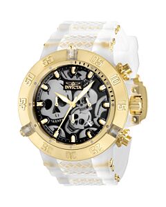 Men's Subaqua Chronograph (Translucent) Silicone with Gold-tone Stainless St Black (Skull) Dial Watch
