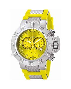 Men's Subaqua III Chronograph Yellow Polyurethane with Silver-tone Yellow Dial Watch