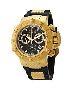 Men's Subaqua Noma Sport Chronograph Rubber with Yellow Gold-tone Center Black Sunray Dial Watch