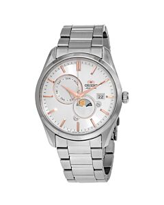 Men's Sun and Moon Stainless Steel White Dial Watch