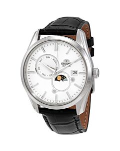 Men's Sun & Moon Leather White Dial Watch