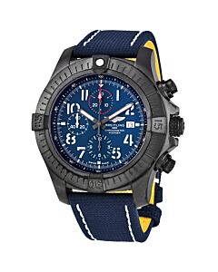 Men's Super Avenger Night Mission Chronograph Leather Blue Dial Watch