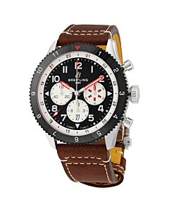 Men's Super AVI Chronograph Leather Black Dial Watch
