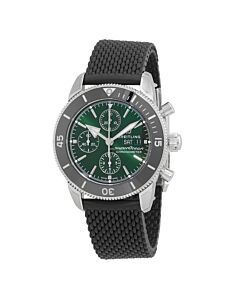Men's Superocean Heritage Chronograph Rubber Green Dial Watch