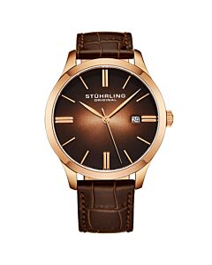 Men's Symphony Leather Rose Gold-tone Dial Watch