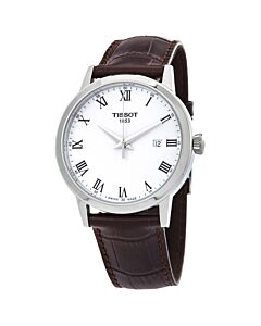 Men's T-Classic Leather White Dial Watch