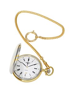 Men's T-Pocket Savonnette Two-Tone (Rhodium-Plated) Brass Chain White Dial